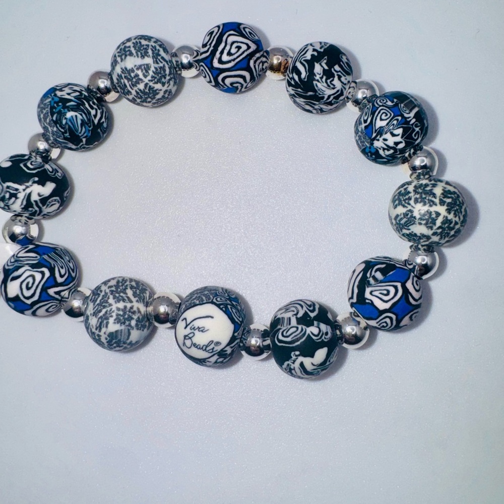 NWT Viva Beads Clay Beaded Bracelet Black Tie Affair